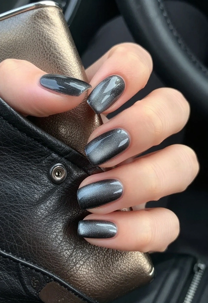 9 Fall Cat Eye Nails That Will Transform Your Mani! - 6. Smoky Charcoal Charm 1
