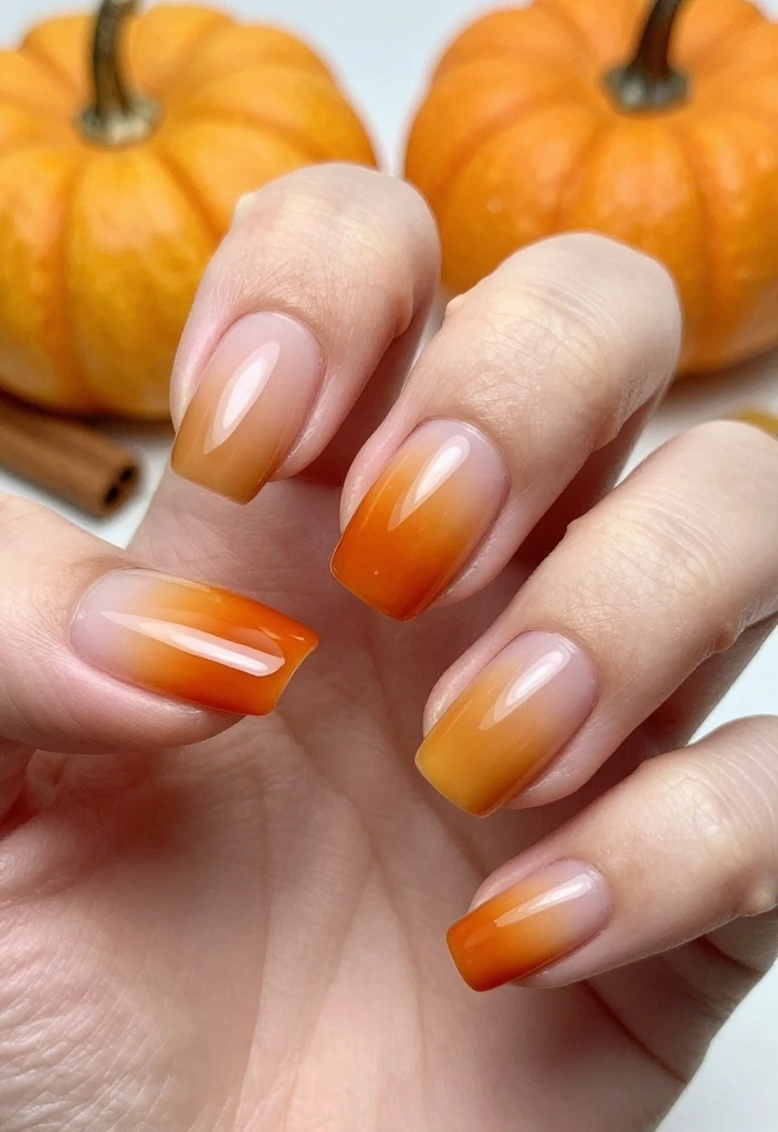 9 Ideas to Perfect Amber Nails for Radiant Fall Glam! - 1. Pumpkin Spice Ombre Delight 1