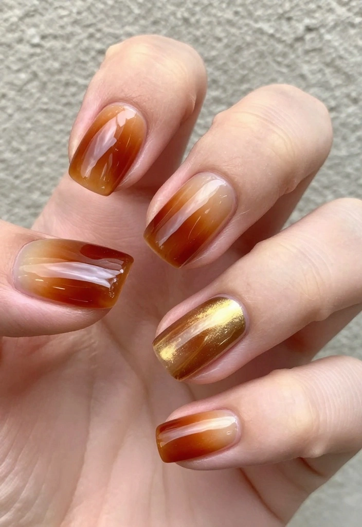 9 Ideas to Perfect Amber Nails for Radiant Fall Glam! - 5. Autumn Gradient Tips 1