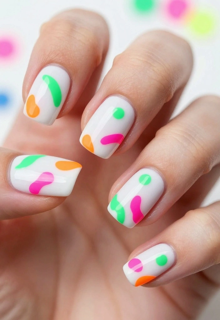 Confetti Nails Made Easy: 15 Simple Ideas for Beginners! ๐ - 11. Neon Party Confetti 1