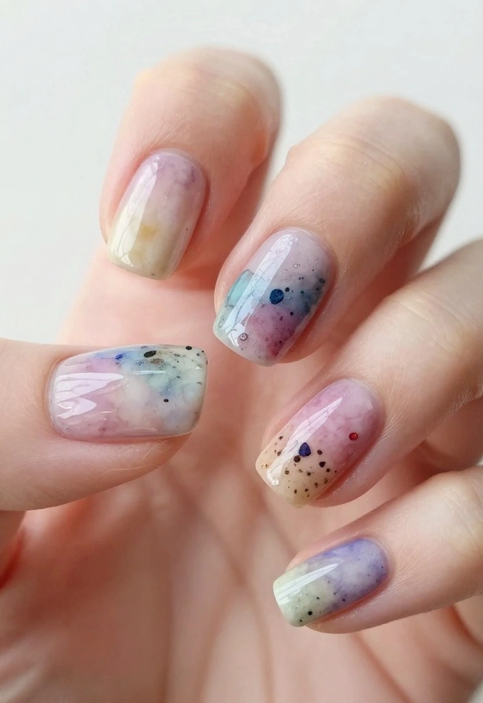 Confetti Nails Made Easy: 15 Simple Ideas for Beginners! ๐ - 12. Watercolor Confetti 1