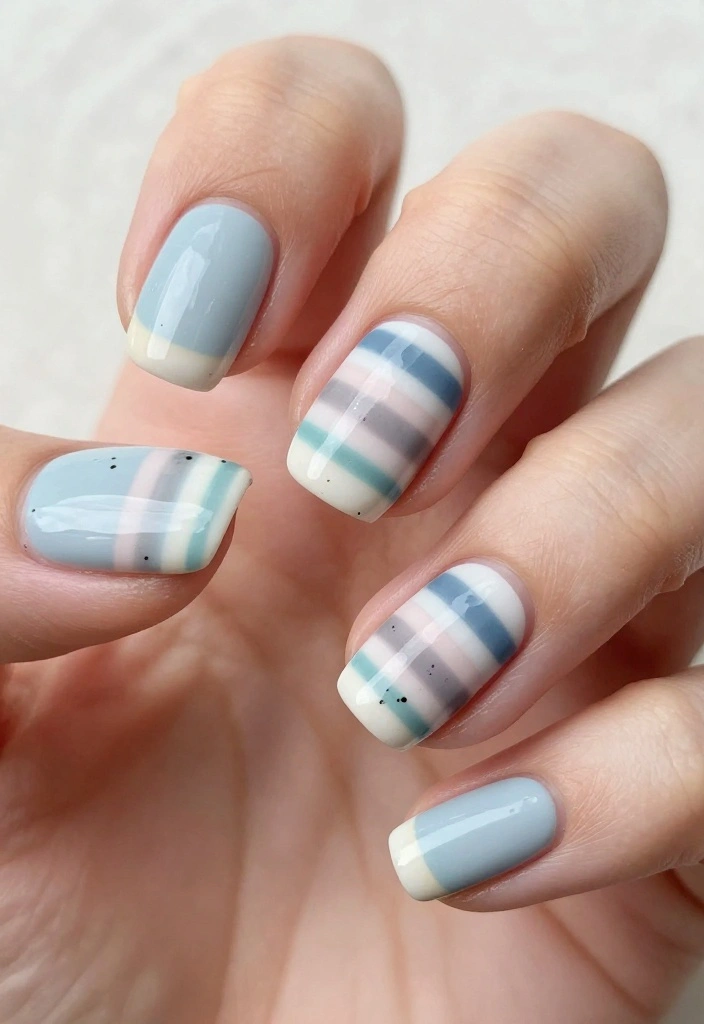 Confetti Nails Made Easy: 15 Simple Ideas for Beginners! ๐ - 14. Simple Stripes and Confetti 1