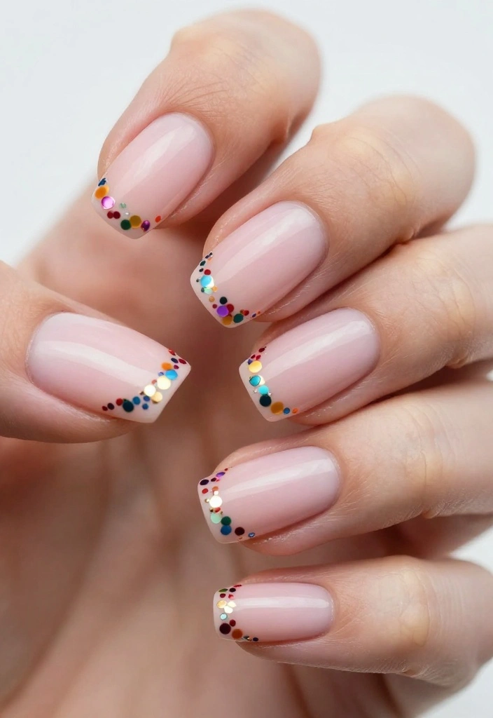 Confetti Nails Made Easy: 15 Simple Ideas for Beginners! ๐ - 7. Confetti French Tips 1