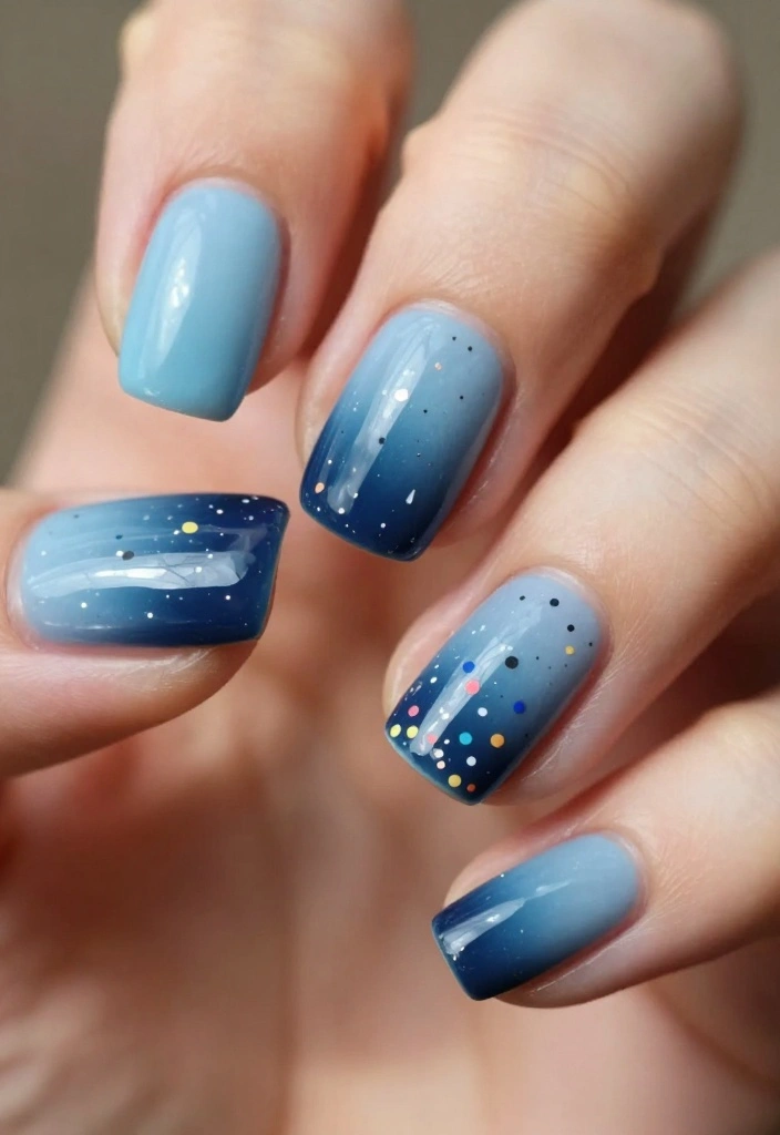 Confetti Nails Made Easy: 15 Simple Ideas for Beginners! ๐ - 8. Ombre Confetti 1