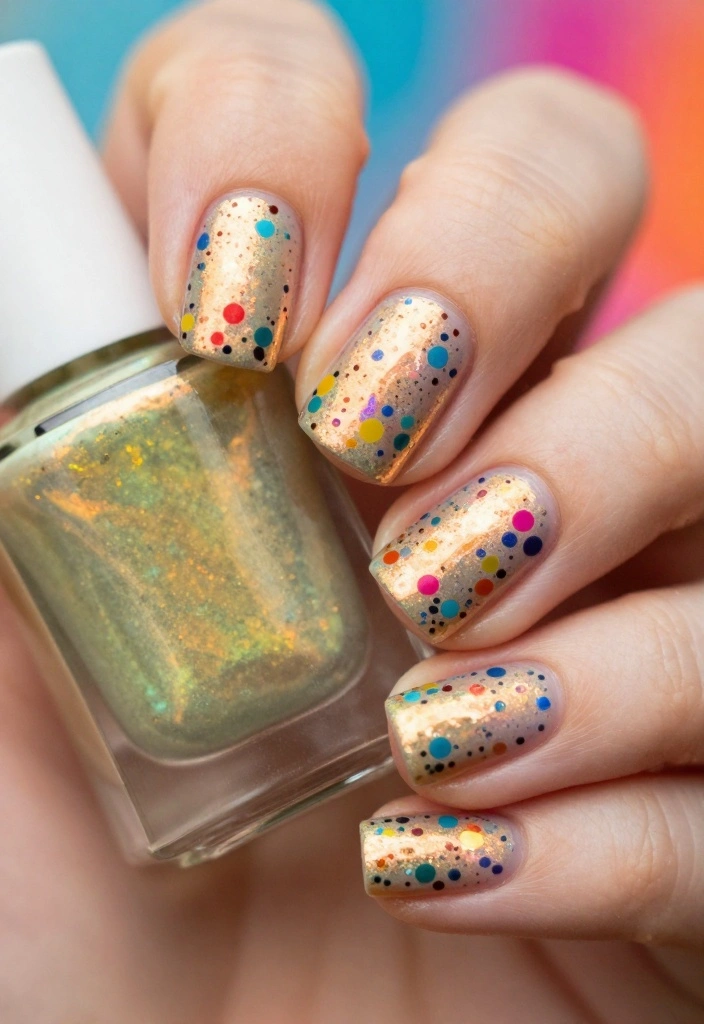 Confetti Nails Made Easy: 15 Simple Ideas for Beginners! ๐ - 9. Mood Ring Confetti 1