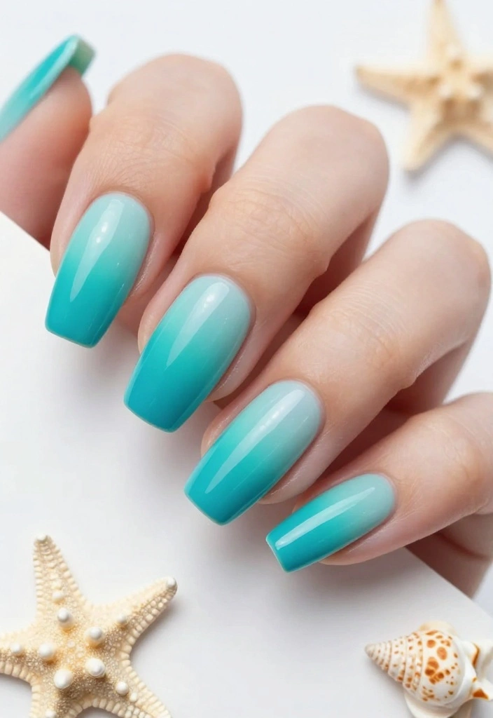 Create Your Own Aqua Nails: 10 DIY Ideas That Are a Breeze! - 1. Aqua Ombre Delight 1