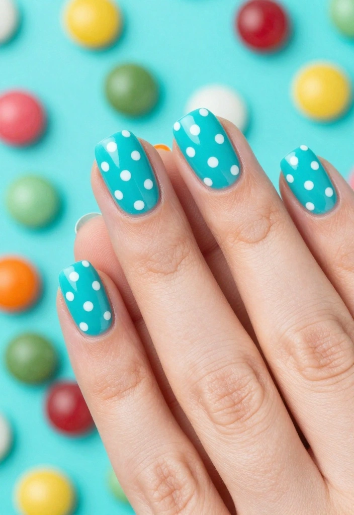 Create Your Own Aqua Nails: 10 DIY Ideas That Are a Breeze! - 6. Aqua Polka Dot Party 1
