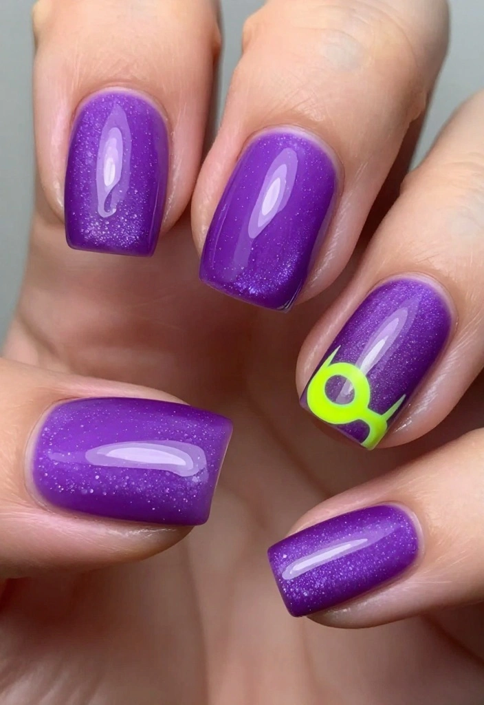 Creative Nail Art Ideas: 14 Purple Cat Eye Nails That Are Sure to Inspire You! - 10. Neon Accents 1