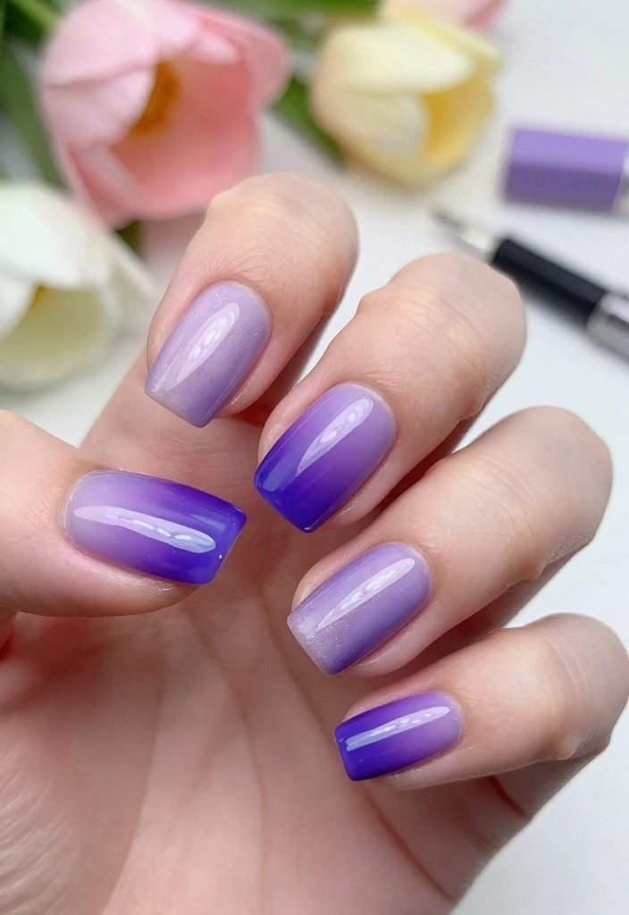 Creative Nail Art Ideas: 14 Purple Cat Eye Nails That Are Sure to Inspire You! - 2. Ombre Purple Cat Eye 1