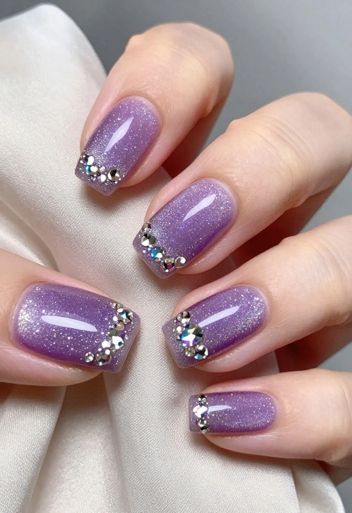 Creative Nail Art Ideas: 14 Purple Cat Eye Nails That Are Sure to Inspire You! - 4. Sparkly Accents 1