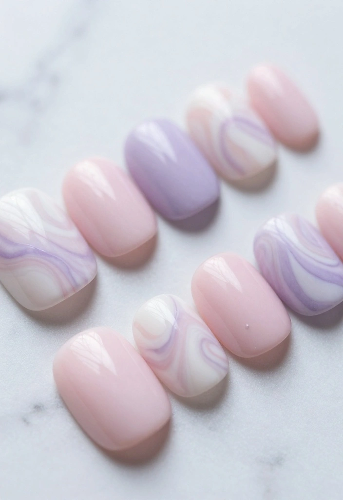 Discover 14 Hottest Spring Pastel Nail Ideas That Fashionistas Swear By! - 4. Pastel Marble Effect 1