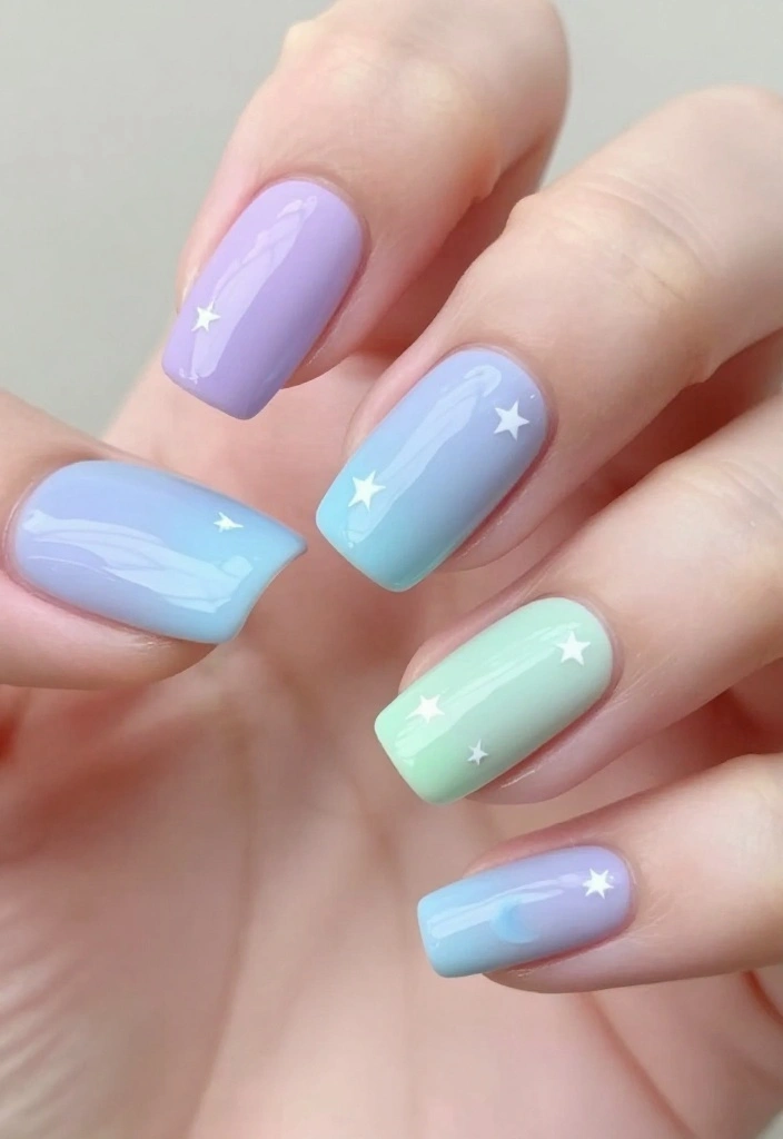 Discover the Hottest Color Palettes with 11 Gorgeous Aurora Nails Styles! - 1. Ethereal Pastels 1