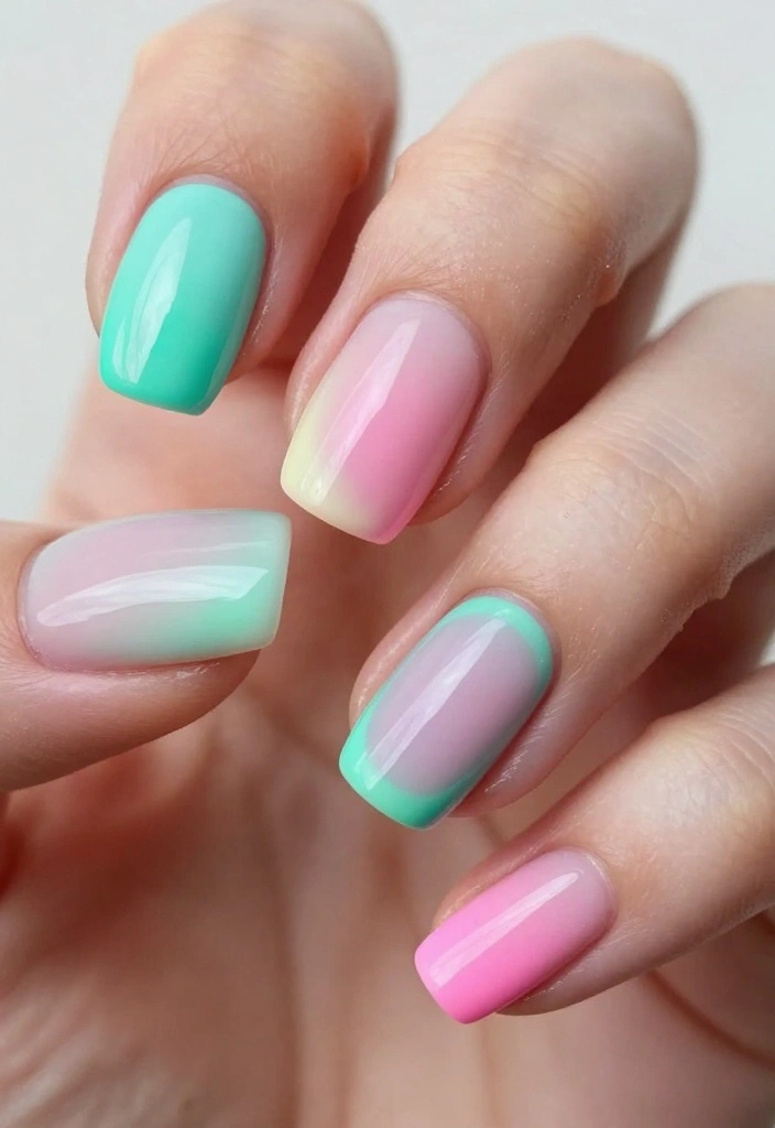 Discover the Hottest Color Palettes with 11 Gorgeous Aurora Nails Styles! - 10. Negative Space Aurora 1