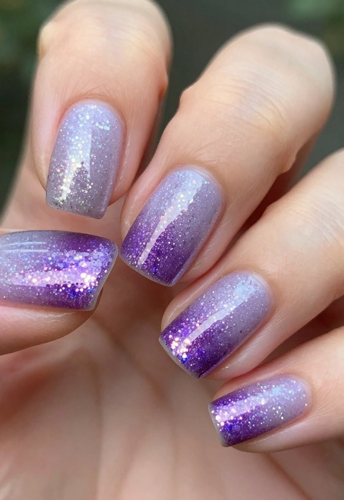 Discover the Hottest Color Palettes with 11 Gorgeous Aurora Nails Styles! - 3. Aurora Glitter Gradient 1