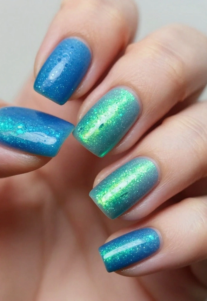 Discover the Hottest Color Palettes with 11 Gorgeous Aurora Nails Styles! - 6. Textured Aurora 1