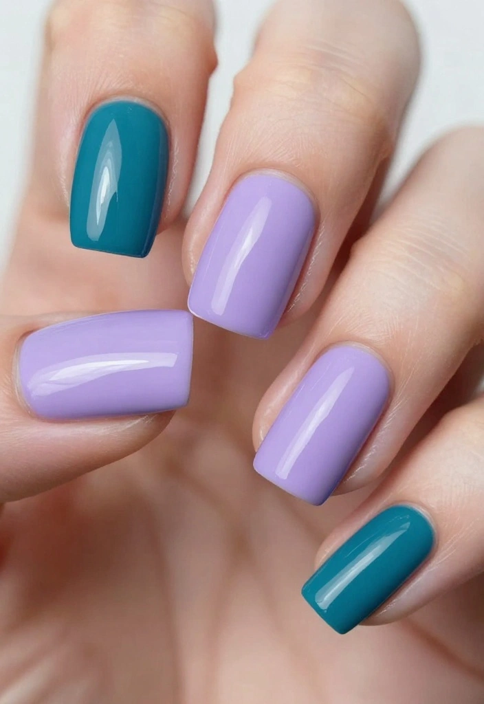 Discover the Hottest Color Palettes with 11 Gorgeous Aurora Nails Styles! - 8. Dual-tone Glam 1