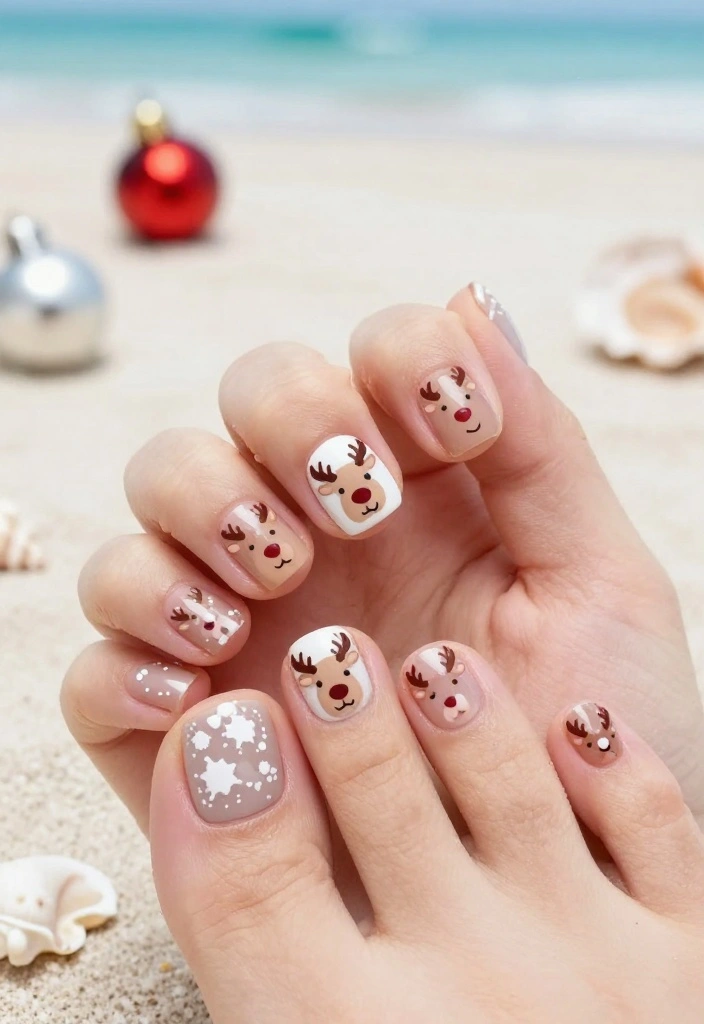 Get Inspired: 20 Reindeer Nails Ideas That Are Too Cute to Resist! - 13. Cute Reindeer Toe Nails 1