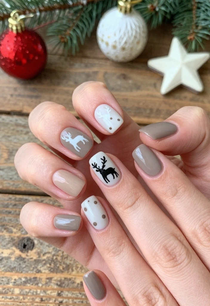 Get Inspired: 20 Reindeer Nails Ideas That Are Too Cute to Resist! - 18. Vintage Reindeer Nail Art 1