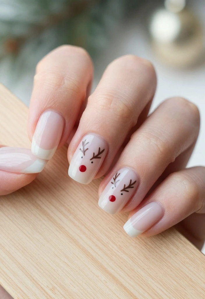 Get Inspired: 20 Reindeer Nails Ideas That Are Too Cute to Resist! - 3. Minimalist Reindeer Art 1