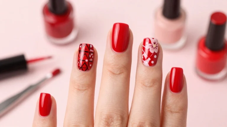 Stand Out with These 9 Unique Red Nail Patterns for Short Nails!