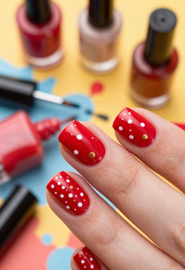 Stand Out with These 9 Unique Red Nail Patterns for Short Nails! - 5. Dotted Design 1
