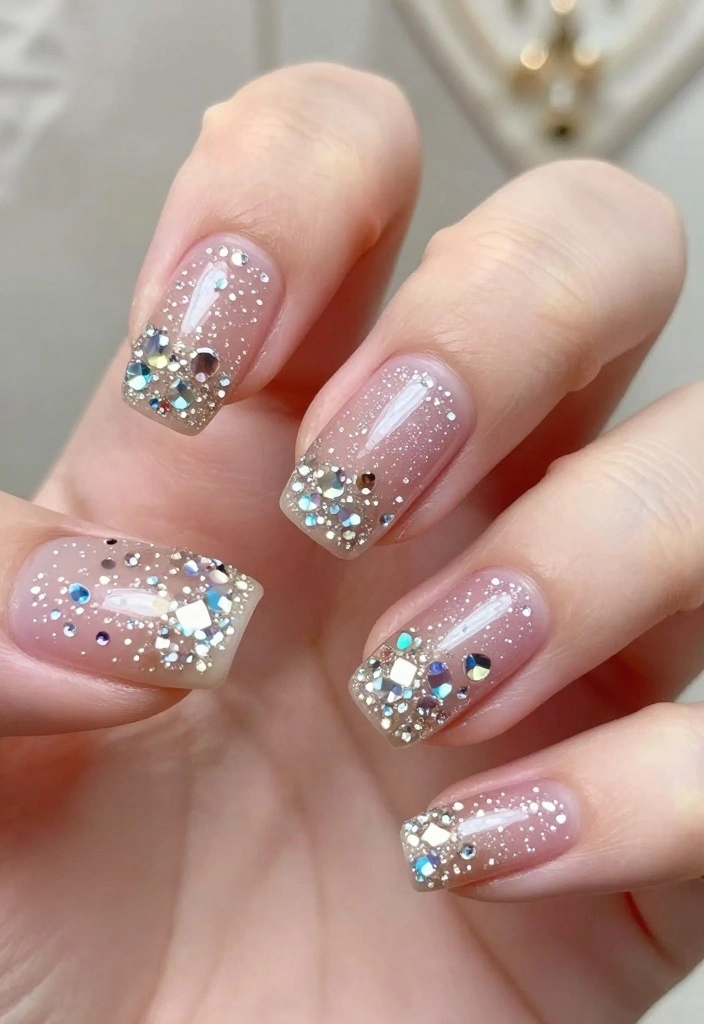 Steal These 12 Ballet Nails Looks from the Stars! - 2. Crystal-Embellished Perfection 1