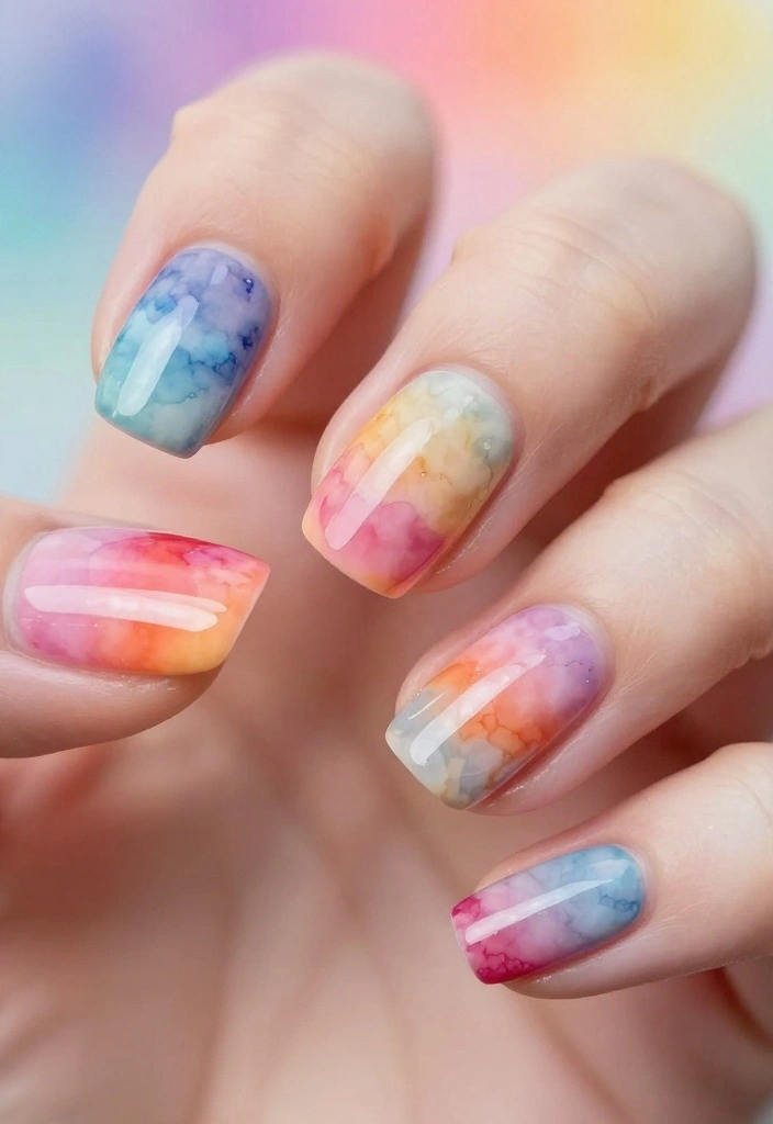 Steal These 12 Ballet Nails Looks from the Stars! - 7. Artistic Flair with Watercolor Effects 1