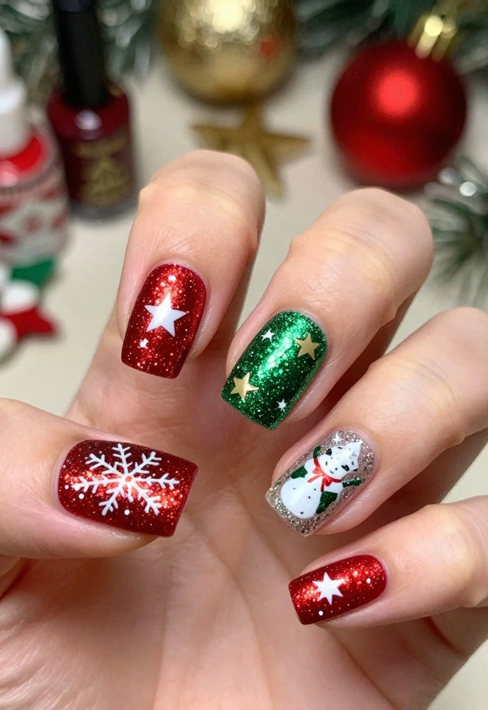 The Ultimate Guide to Glittery Nails: 10 Ideas to Get You Started! - 10. Festive Glitter Nails 1