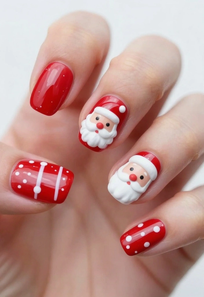 The Ultimate Guide to Santa Nails: 10 Designs to Spread Holiday Cheer! - 1. Classic Santa Face Design 1