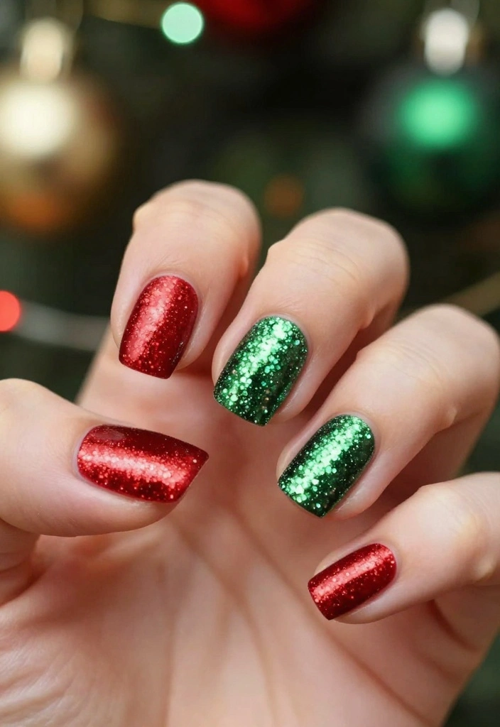 The Ultimate Guide to Santa Nails: 10 Designs to Spread Holiday Cheer! - 10. Holiday Glitter Glam 1