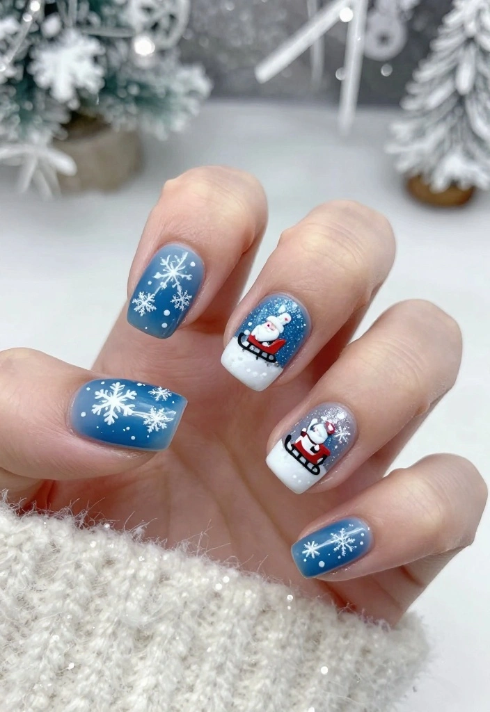 The Ultimate Guide to Santa Nails: 10 Designs to Spread Holiday Cheer! - 4. Snowy Winter Wonderland 1