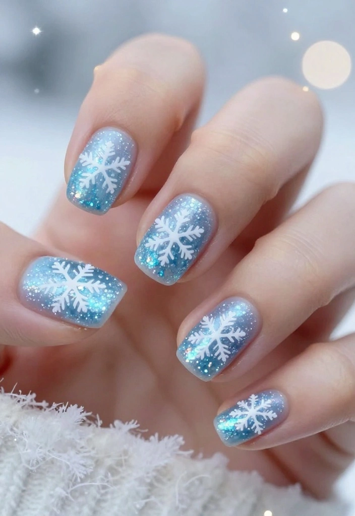 The Ultimate Guide to Santa Nails: 10 Designs to Spread Holiday Cheer! - 6. Glittering Snow Flakes 1