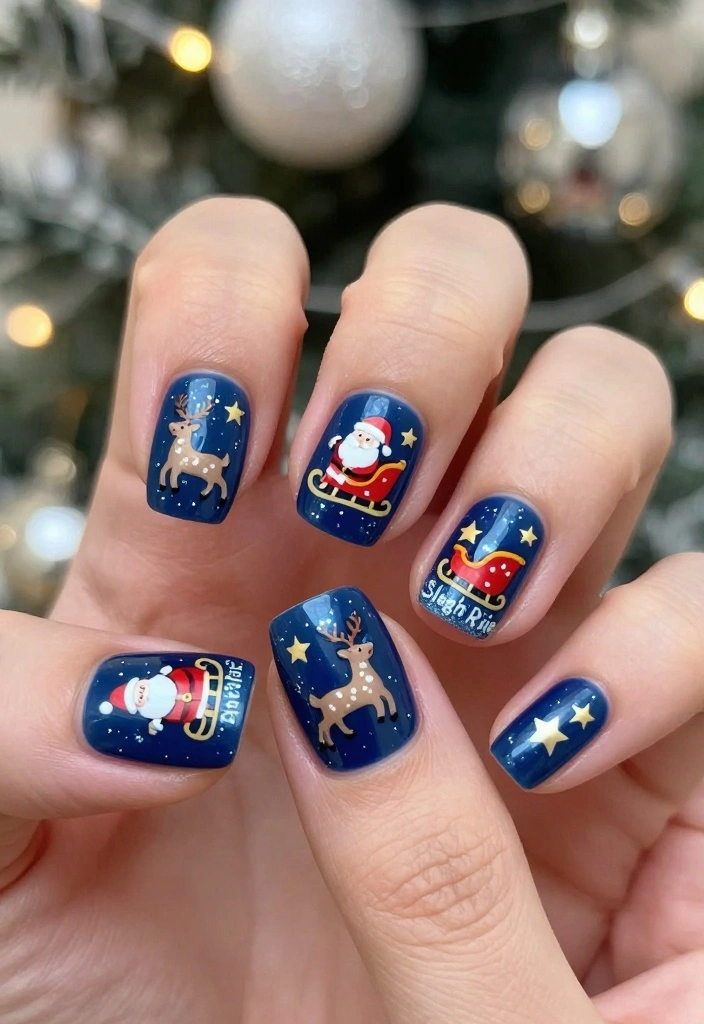 The Ultimate Guide to Santa Nails: 10 Designs to Spread Holiday Cheer! - 9. Santa's Sleigh Ride 1