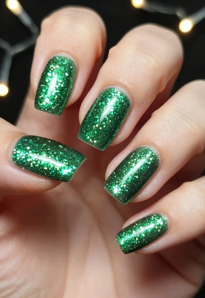 Unlock the Secret to Gorgeous Green Spring Nails with These 12 Designs! - 8. Green Glitter Gradient 1