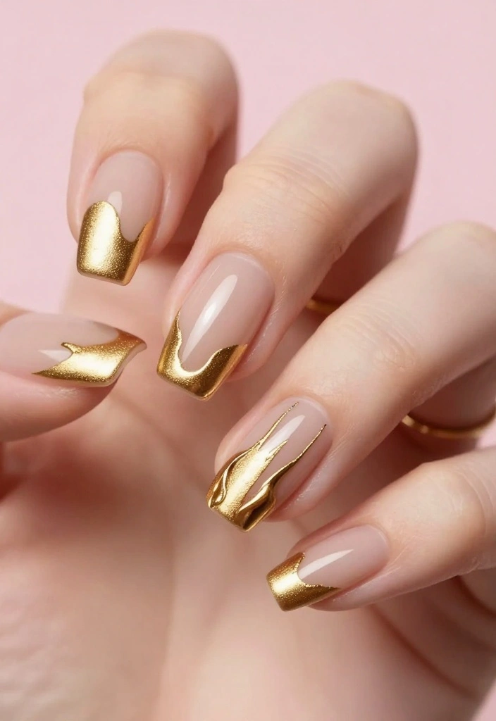 Unlock the Secret to Stunning Drip Nails with These 12 Ideas! - 2. Elegant Gold Drip 1