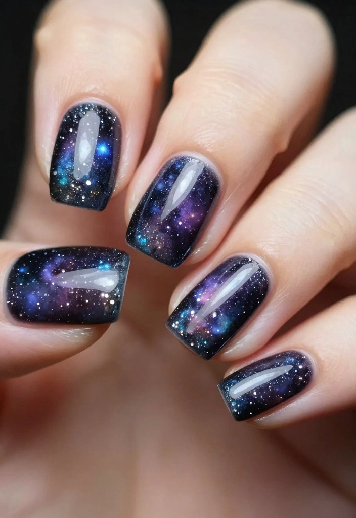Unlock the Secret to Stunning Drip Nails with These 12 Ideas! - 3. Glittering Galaxy Drip 1