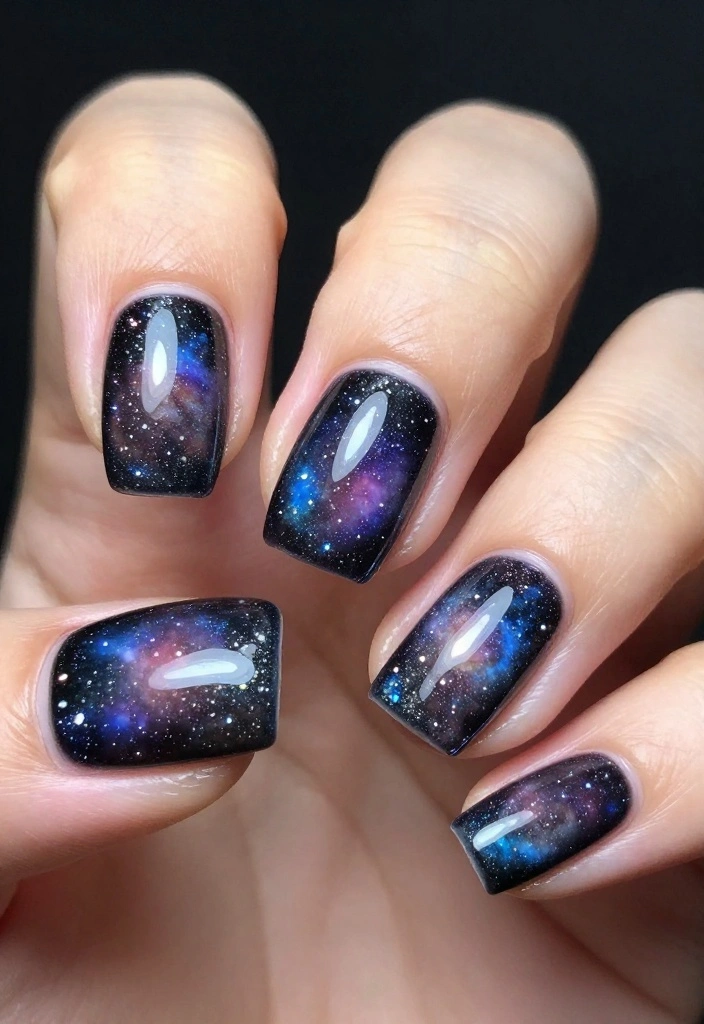 Unlock the Secret to Stunning Drip Nails with These 12 Ideas! - 3. Glittering Galaxy Drip 1