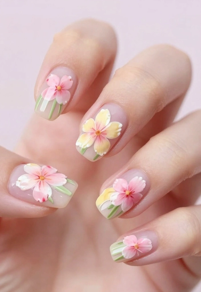 Unlock the Secret to Stunning Drip Nails with These 12 Ideas! - 4. Floral Drip Elegance 1