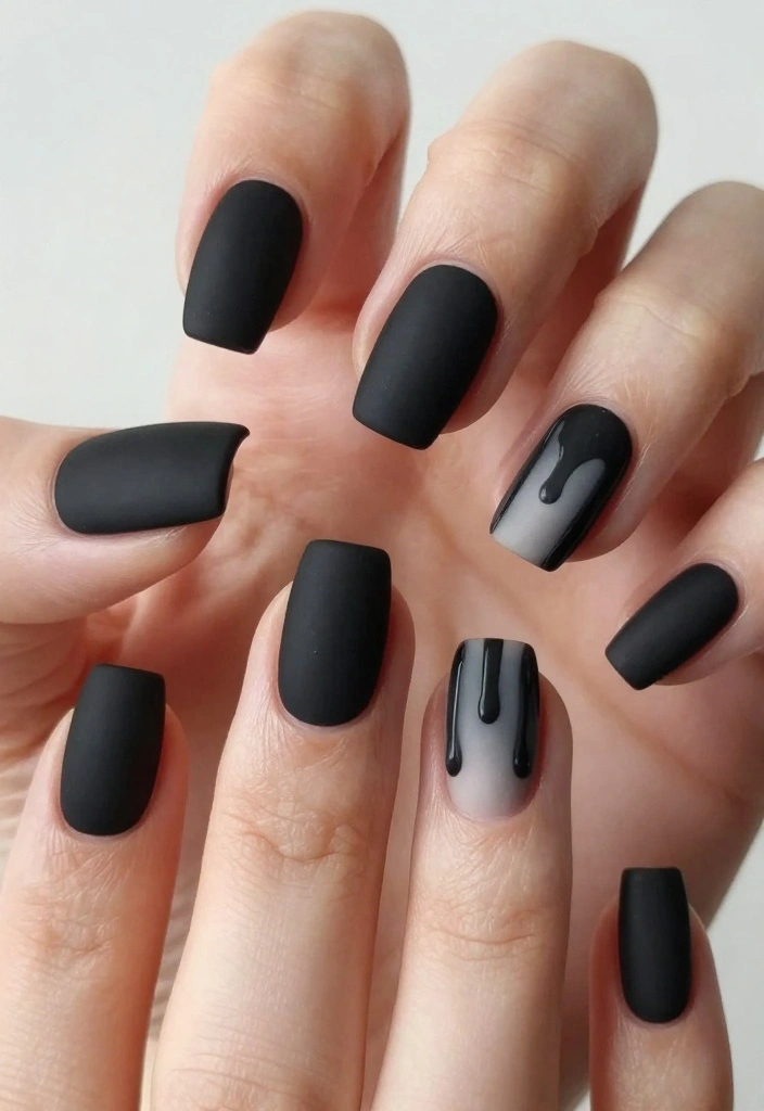 Unlock the Secret to Stunning Drip Nails with These 12 Ideas! - 6. Monochrome Drip 1
