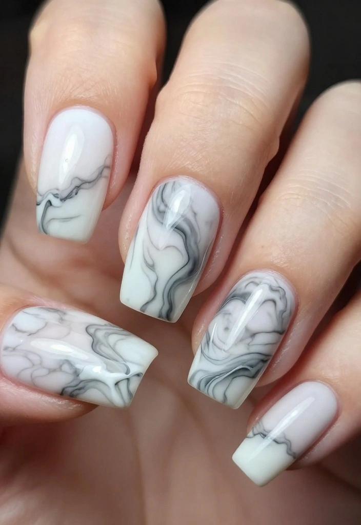 Unlock the Secret to Stunning Drip Nails with These 12 Ideas! - 7. Marble Effect Drip 1